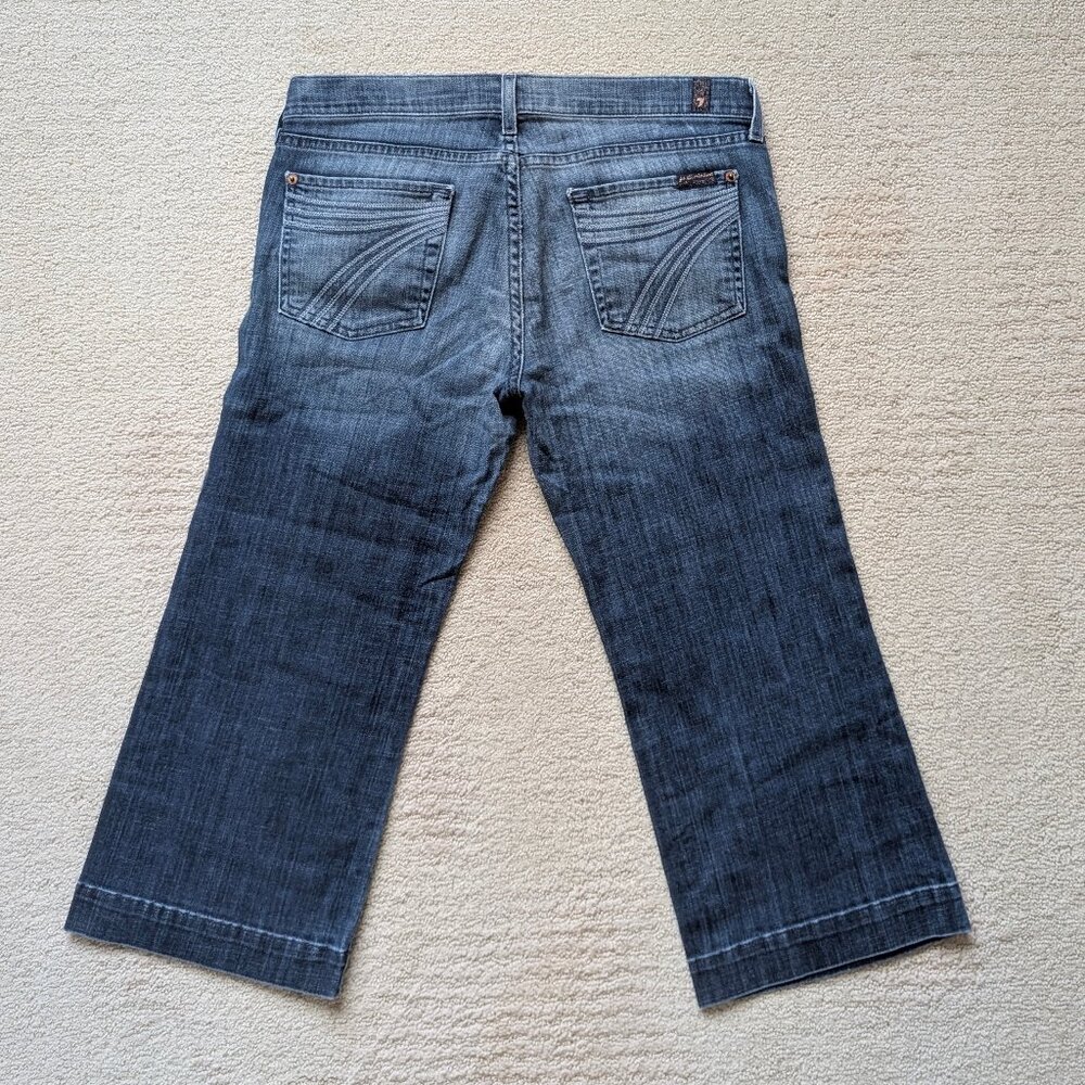 7 For All Mankind Dojo Cropped Jeans Women's 30 Blue shades 7 Pockets stitching